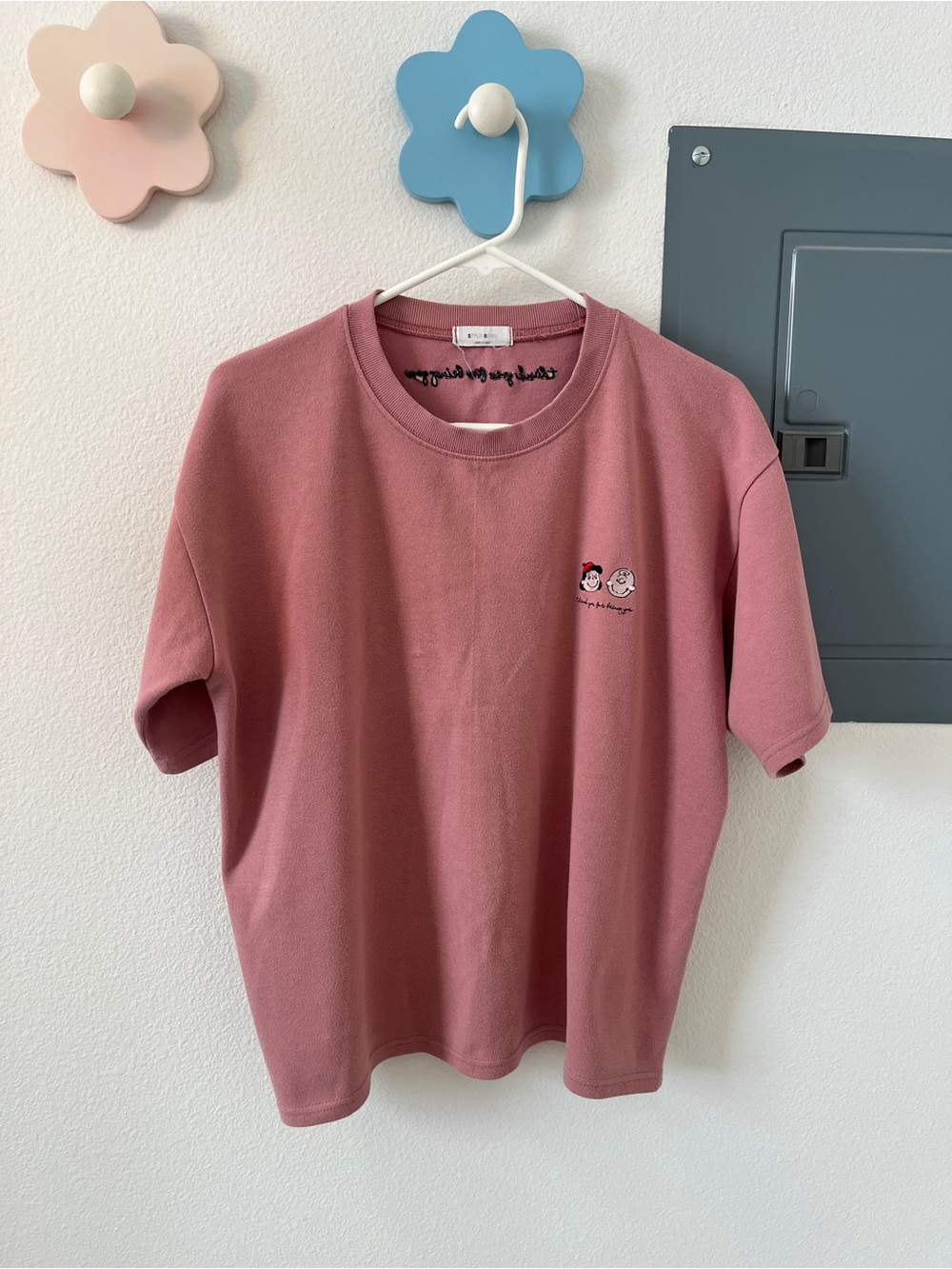 Dusty Rose Charlie Brown Cartoon Tee (OS)